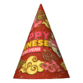 ドラゴン金ゴールドの中国のめでたい雲 パーティーハット (正面)
