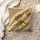 ドラゴン金ゴールドラグジュアリーモノグラム クッション (ブランケット)