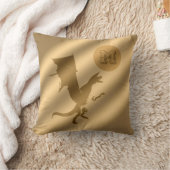 ドラゴン金ゴールドラグジュアリーモノグラム クッション (ブランケット)