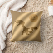 ドラゴン金ゴールドラグジュアリーモノグラム クッション (ブランケット)