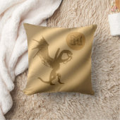 ドラゴン金ゴールドラグジュアリーモノグラム クッション (ブランケット)
