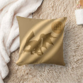 ドラゴン金ゴールドラグジュアリーモノグラム クッション (ブランケット)