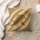 ドラゴン金ゴールドラグジュアリーモノグラム クッション (ブランケット)