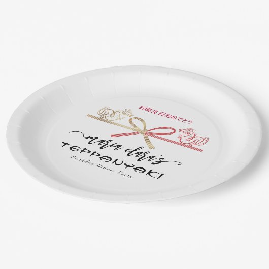 ドラゴン鉄板焼日本のステーキハウス誕生日 ペーパープレート (アングル)