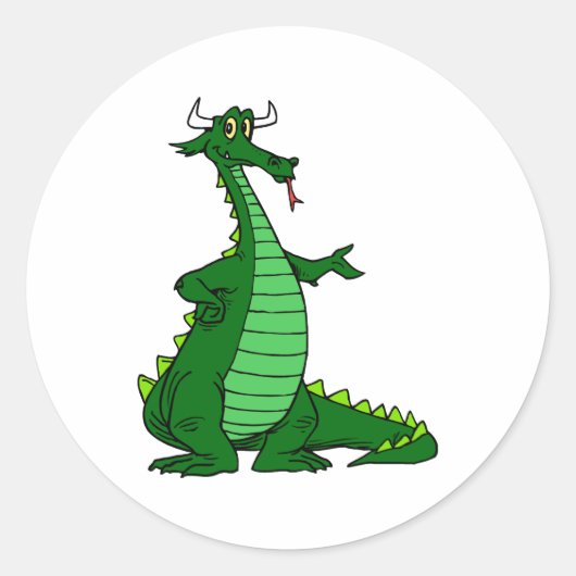 ドラゴン間抜けグリーン ラウンドシール (正面)