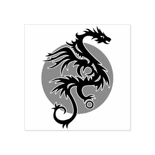 ドラゴン離れサン – 黒い赤い白+あなたのアイディア ラバースタンプ (インプリント)