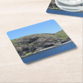 ドラゴン顔ロッククリフスカイ スクエアペーパーコースター (アングル)