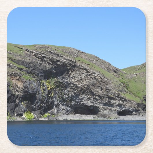 ドラゴン顔ロッククリフスカイ スクエアペーパーコースター (正面)