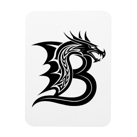 ドラゴン風のアルファベット「B」 モノグラム マグネット (縦)