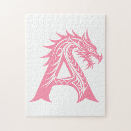 ドラゴン風の文字A、ドラゴンのアルファベット、モノグラム ジグソーパズル