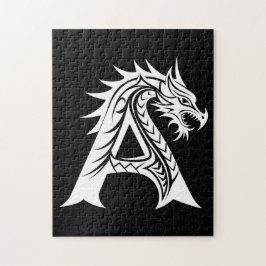 ドラゴン風の文字A、ドラゴンのアルファベット、モノグラム ジグソーパズル