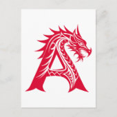 ドラゴン風の文字A、ドラゴンのアルファベット、モノグラム ポストカード (正面)
