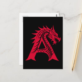 ドラゴン風の文字A、ドラゴンのアルファベット、モノグラム ポストカード