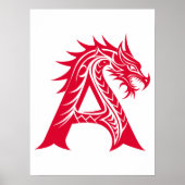 ドラゴン風の文字A、ドラゴンアルファベット、モノグラム ポスター (正面)