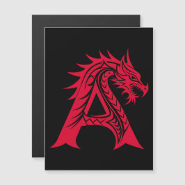 ドラゴン風の文字A、ドラゴンアルファベット、モノグラム マグネット招待状