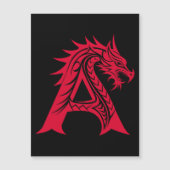 ドラゴン風の文字A、ドラゴンアルファベット、モノグラム マグネット招待状 (正面)