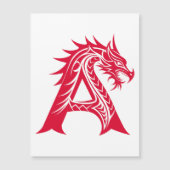 ドラゴン風の文字A、ドラゴンアルファベット、モノグラム マグネット招待状 (正面)
