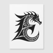 ドラゴン風の文字E、ドラゴンアルファベット、モノグラム マグネット招待状 (正面)