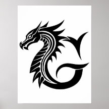 ドラゴン風の文字G、ドラゴンアルファベット、モノグラム