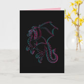 ドラゴン飛んでいるグリーティングカード カード (黄色い花)