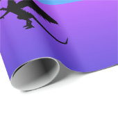 ドラゴン飛んでいるシルエットパープルブルー ラッピングペーパー (ロールコーナー)