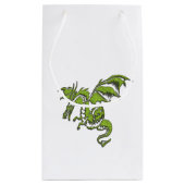 ドラゴン飛んでいるデザイン スモールペーパーバッグ (裏面)