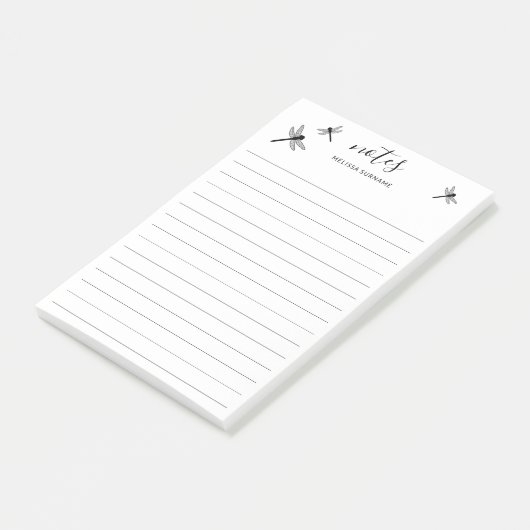 ドラゴン飛んでいるフライとカスタムタイトルと名前が並んだ ポストイット (アングル)