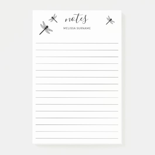 ドラゴン飛んでいるフライとカスタムタイトルと名前が並んだ ポストイット (正面)