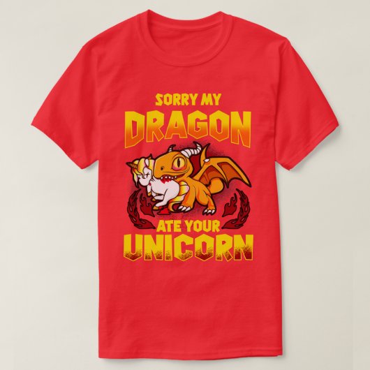 ドラゴン食べのユニコーン Tシャツ (デザイン正面)