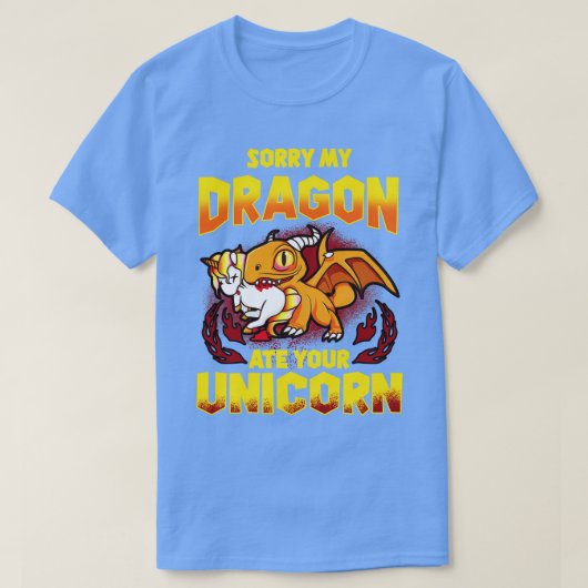 ドラゴン食べのユニコーン Tシャツ (デザイン正面)