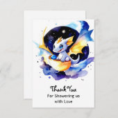 ドラゴン飾りの赤ちゃんシャワー集まり サンキューカード (正面/裏面)