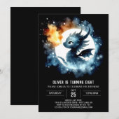 ドラゴン魅力的誕生日デジタル 招待状 (正面/裏面)