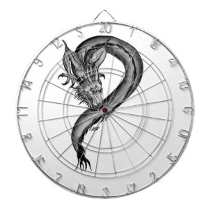 ドラゴン黒と白のデザイン ダーツボード