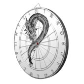 ドラゴン黒と白のデザイン ダーツボード (正面右)