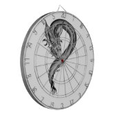 ドラゴン黒と白のデザイン ダーツボード (正面左)