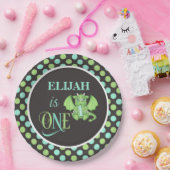 ドラゴン1歳の誕生日プレート パーソナライズされた ペーパープレート (パーティー)