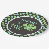 ドラゴン1歳の誕生日プレート パーソナライズされた ペーパープレート (アングル)