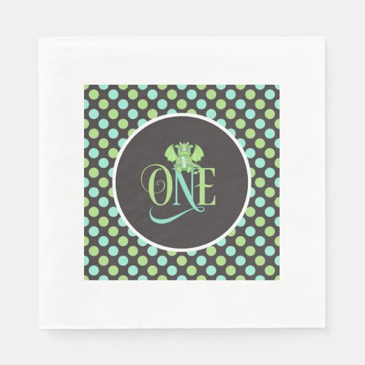 ドラゴン1st誕生日ナプキンス – ONE スタンダードランチョンナプキン (正面)