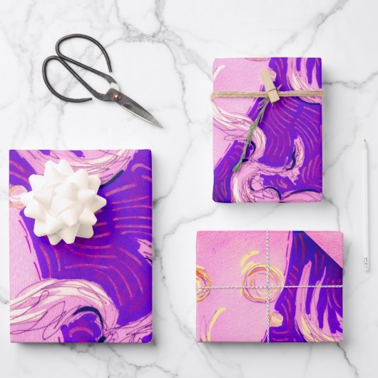 ドラゴン2つ、サンズ3つ ラッピングペーパーシート (正面)