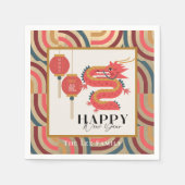 ドラゴン2024中国の金ゴールド年末年始 スタンダードカクテルナプキン (正面)