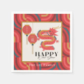 ドラゴン2024赤中国の新年の休日 スタンダードカクテルナプキン (正面)