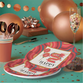 ドラゴン2024赤中国の新年の休日 ペーパープレート