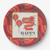 ドラゴン2024赤中国の新年の休日 ペーパープレート (正面)