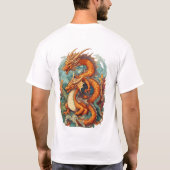 ドラゴン2Dイラストレーションスタイル Tシャツ (裏面)