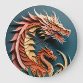 ドラゴン3D紙アートデザインTシャツ ラージ壁時計 (正面)