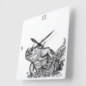 ドラゴン・オン・ザ・ロック スクエア壁時計 (傾斜)