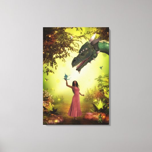 ドラゴン&ガール キャンバスプリント (正面)