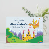ドラゴン&キャッスルパーソナライズされた誕生日招待状 招待状 (スタンド正面)