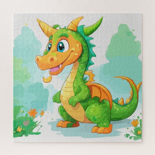 ドラゴン グリーン アートワーク ジグソーパズル (縦)