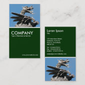 ドラゴン，シティホール，カーディフ – ダークグリーン 名刺 (正面/裏面)